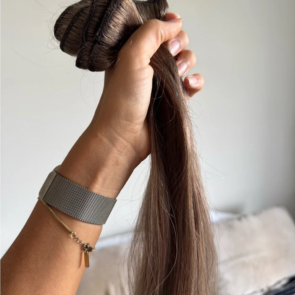 Ash Brown 100% Remy Hair Extensions - Picture 4 of 6